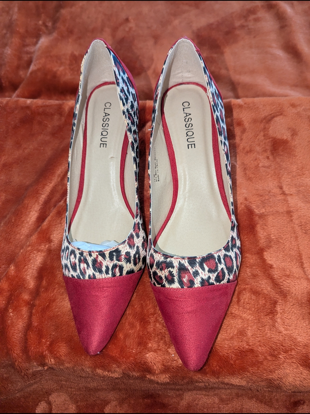 Women's Red Leopard Pointed-Toe 2-1/2in Heel